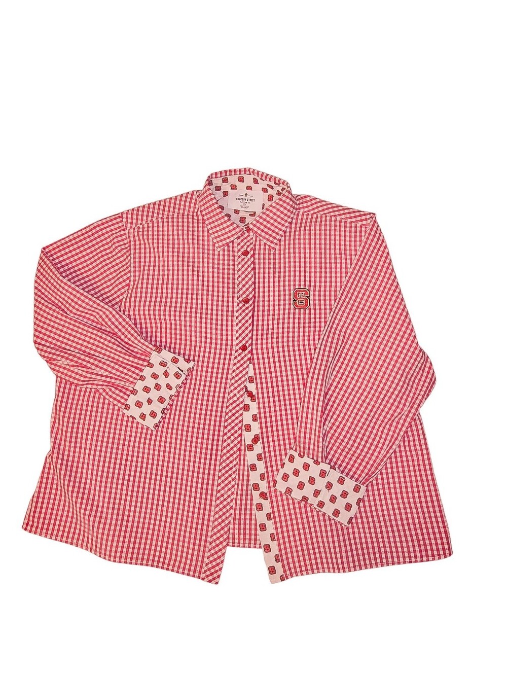 Emerson Street NC State Wolfpack Red & White Gingham Button-Down Shirt Size 2X